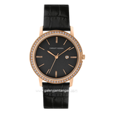 CHRIST VERRA CV 320221G-25 BLK Black Rosegold Leather Strap
